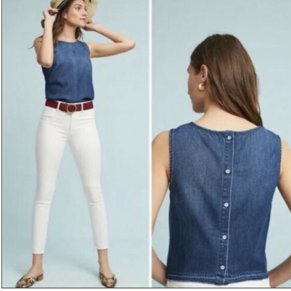 Anthropologie Cloth & Stone Button Chambray Top XS